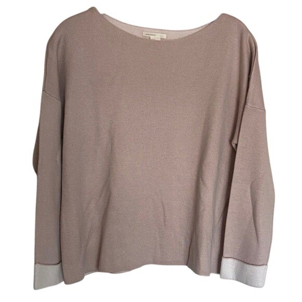 HM Basic Basique Pink Boxy‎ Knit Sweater Boat Neck Cuffed Sleeve Medium